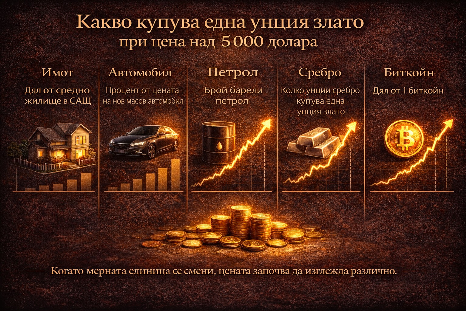 Пробивът на златото над 5000 долара за тройунция изглежда като